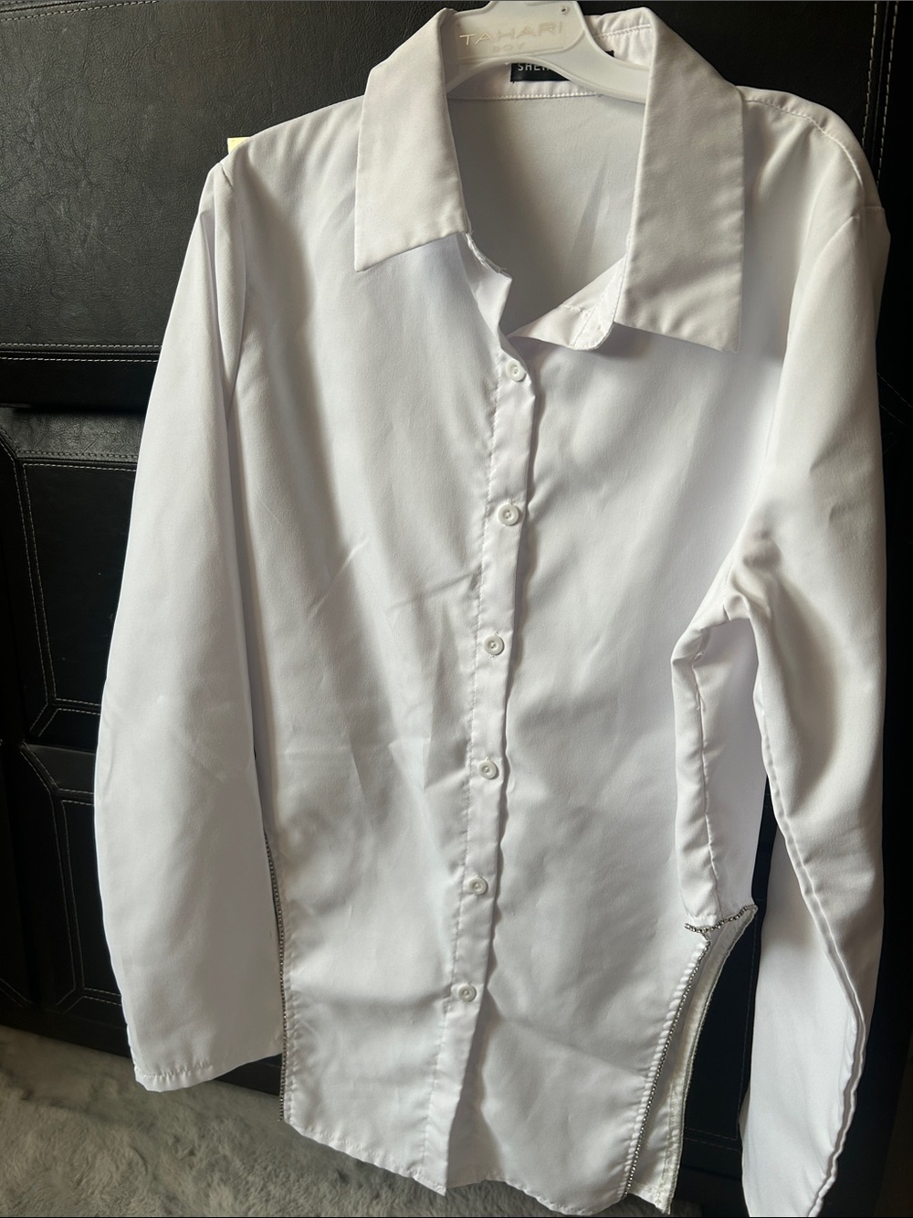 SHEIN White Button-Down Long Sleeve Shirt